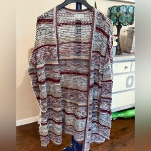 Knox Rose XXL Open Knit Cardigan Sweater - Multicolor Stripes 🍂